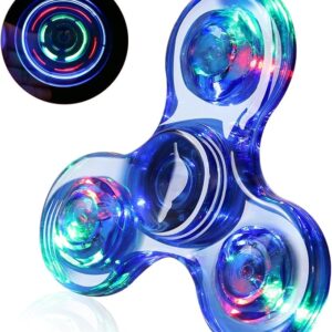 SCIONE Fidget Spinner,Leuchtende Fidget Toys für Kinder LED Kristall Fidget Finger Toy Hand Fidget Spinner Spielzeug (Blau)